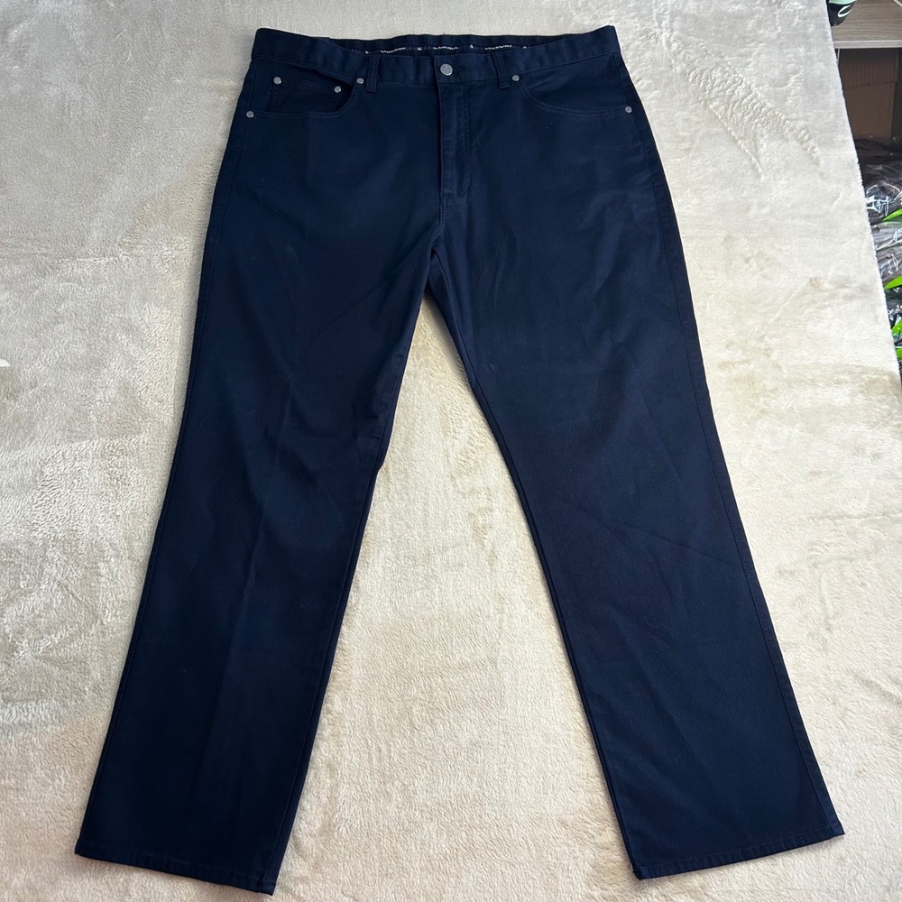 NWT Hart Schaffner Marx Flat Front Pants Mens 38 X 30 Navy Blue Casual Chino - Picture 2 of 10
